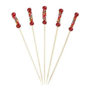 Dekoratif Kırmızı Örgülü Bambu Kürdan 12 cm