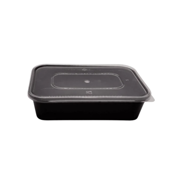 Dikdörtgen Mikrodalga Siyah Yemek Kabı Set 500 cc