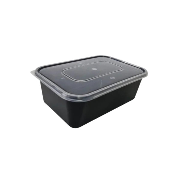 Dikdörtgen Mikrodalga Siyah Yemek Kabı Set 750 cc
