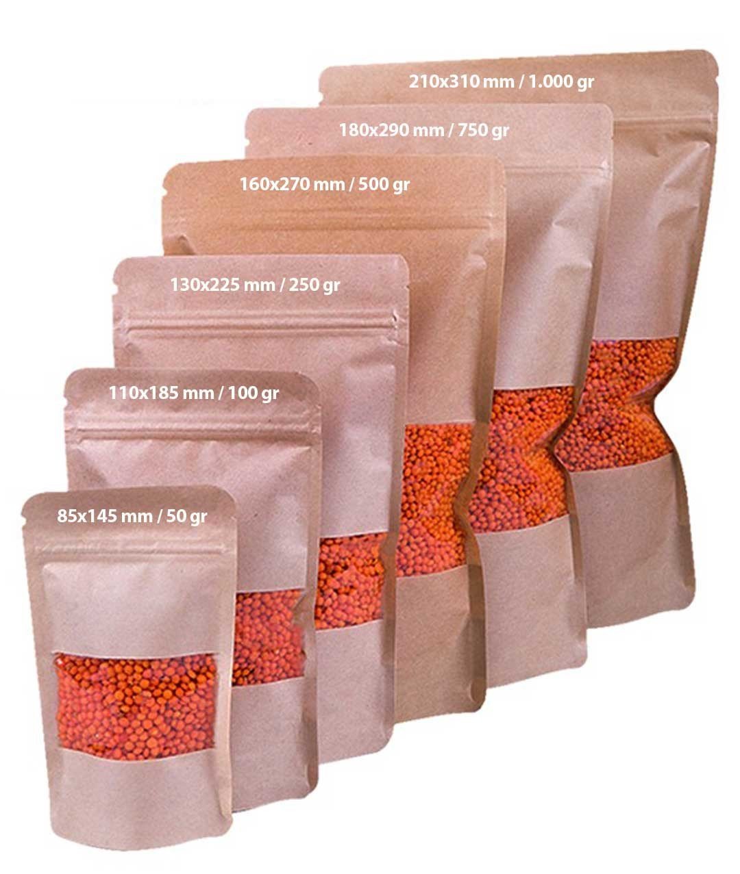 Kilitli Doypack Kraft Pencereli 18x29x4,5 Cm 1.000 ADETLİ KOLİ