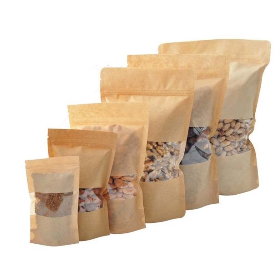 Kilitli Doypack Kraft Pencereli 11x18,5x3,5 Cm