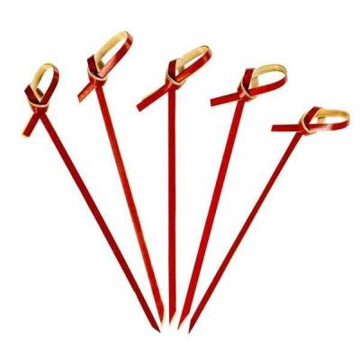 Düğümlü Kırmızı Bambu Kürdan 12 cm