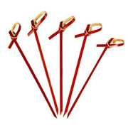 Düğümlü Kırmızı Bambu Kürdan 9 cm