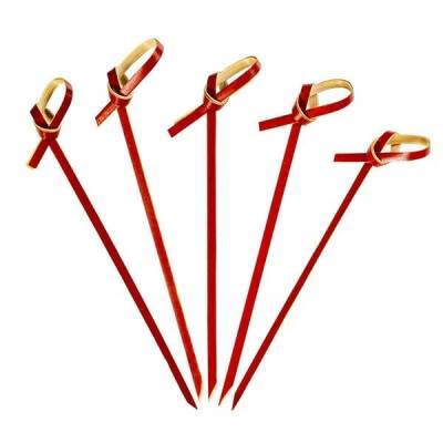 Düğümlü Kırmızı Bambu Kürdan 9 cm