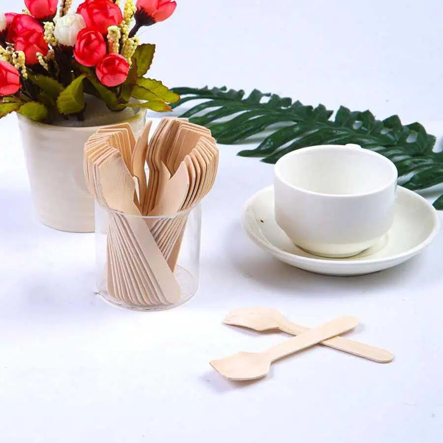 Ekolojik Kare Tahta Dondurma Kaşık 9,5 cm - 100 Adet