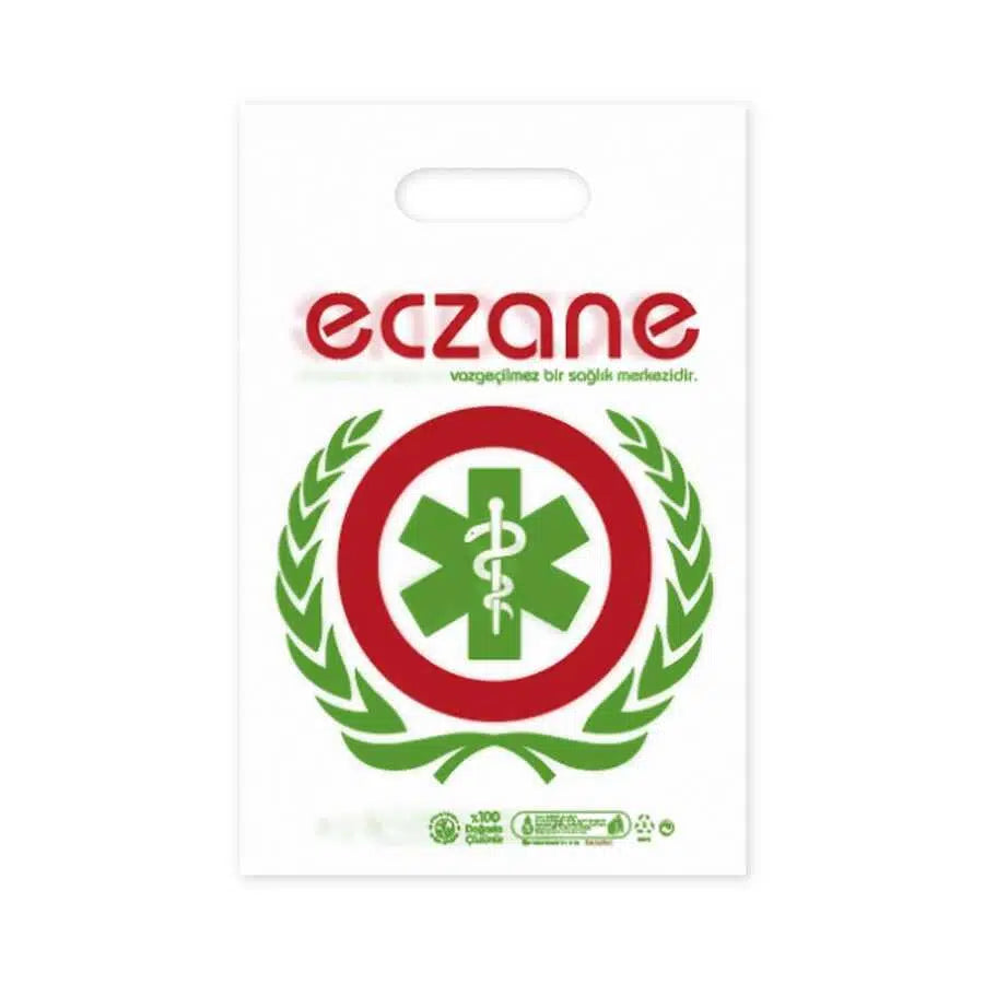 Elgeçme Eczane Poşeti (No:2) 26x38 cm (Tasarım 5) - 100 Adet