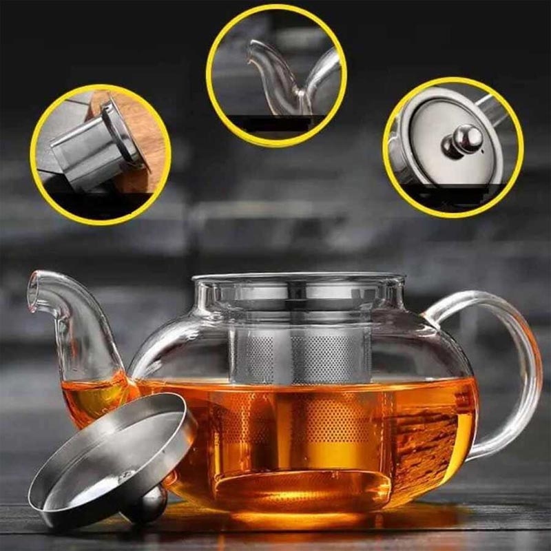 Epinox CD-1000M Çelik Süzgeçli Cam Demlik, 1000 ml