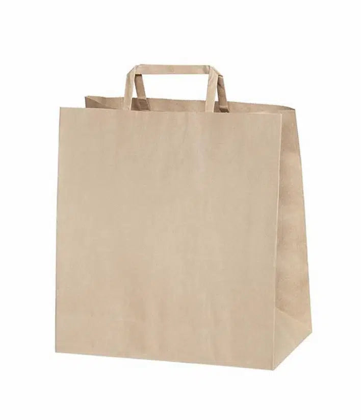 Flat Saplı Kraft Kağıt Çanta 28x17x29 cm - 250 Adet
