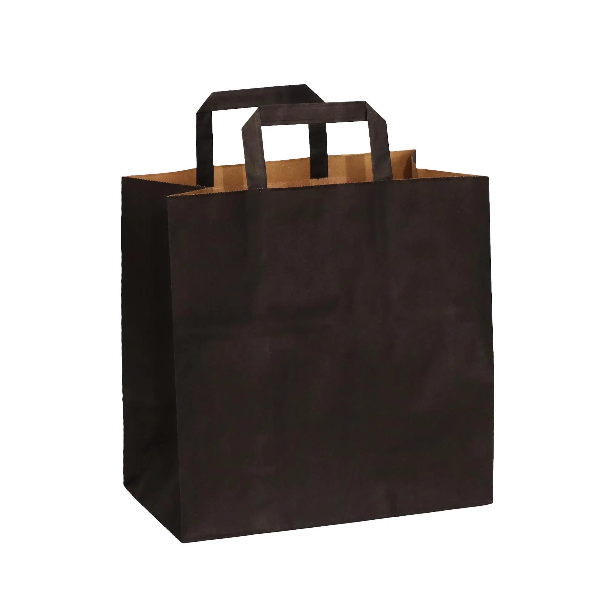 Flat Saplı Siyah Kağıt Çanta 28x17x28 cm - 250 Adet
