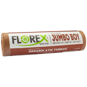 Florex Organik Atık Çöp Torbası Jumbo Boy 80 cm x 110 cm Kahverengi 10'lu Paket