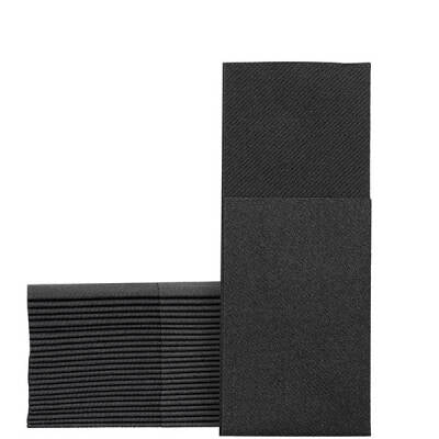Garson Katlama Cepli Siyah Airlaid Peçete 33x33cm