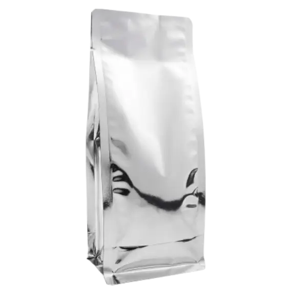 Gri Metalize Kilitsiz Flat Bottom Torba, 11,5 x 20 + 8 CM