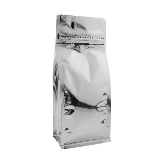 Pocket Kilitli Parlak Gri Metalize Flat Bottom Torba, 11,5 x 21,5 + 8 CM