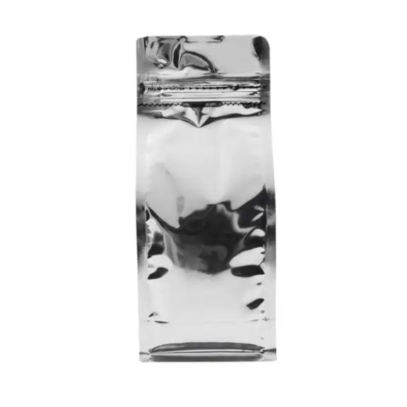 Pocket Kilitli Parlak Gri Metalize Flat Bottom Torba, 11,5 x 21,5 + 8 CM