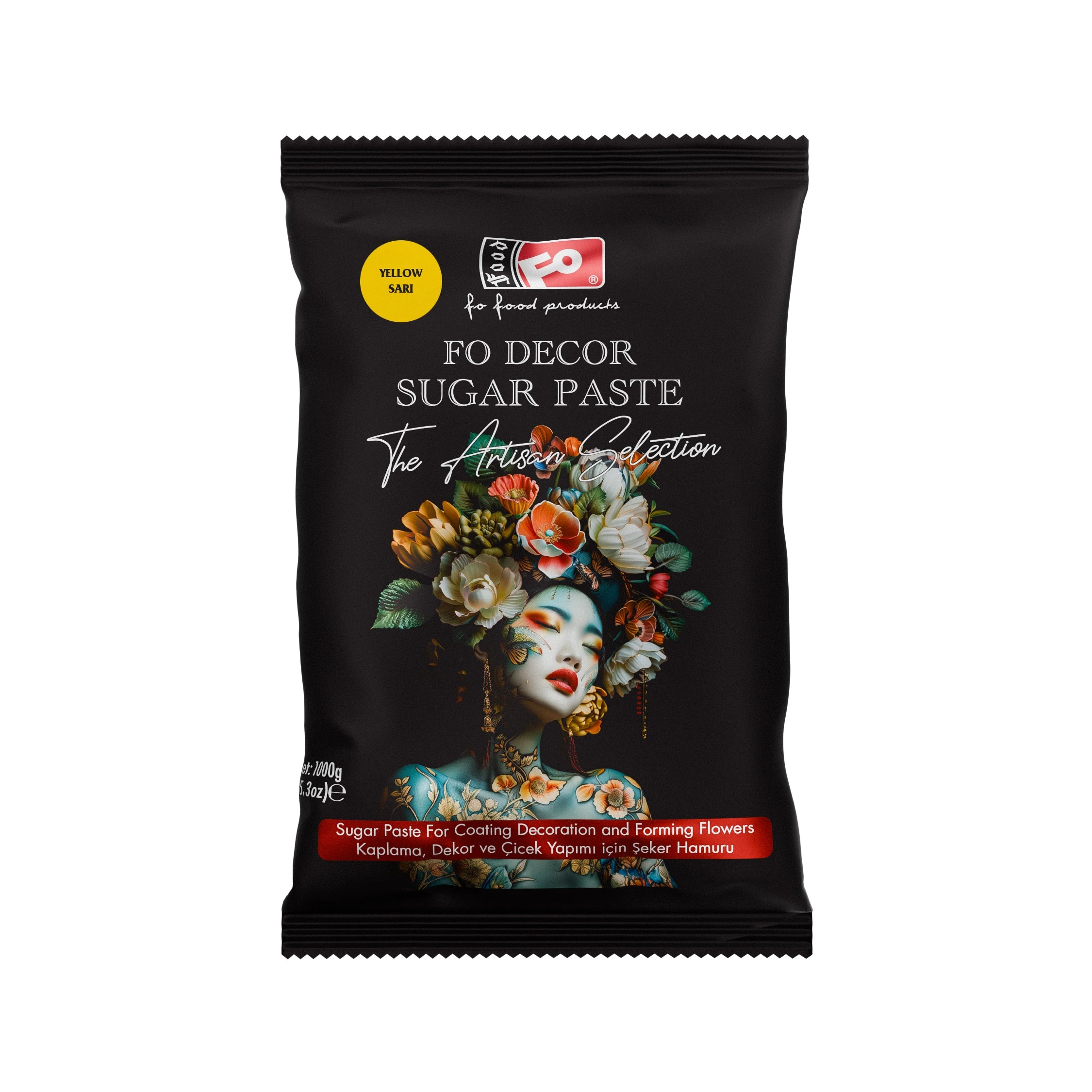 FO Sarı Fodekor Kaplama, Dekor ve Çiçek Yapımı için Şeker Hamuru 1 kg