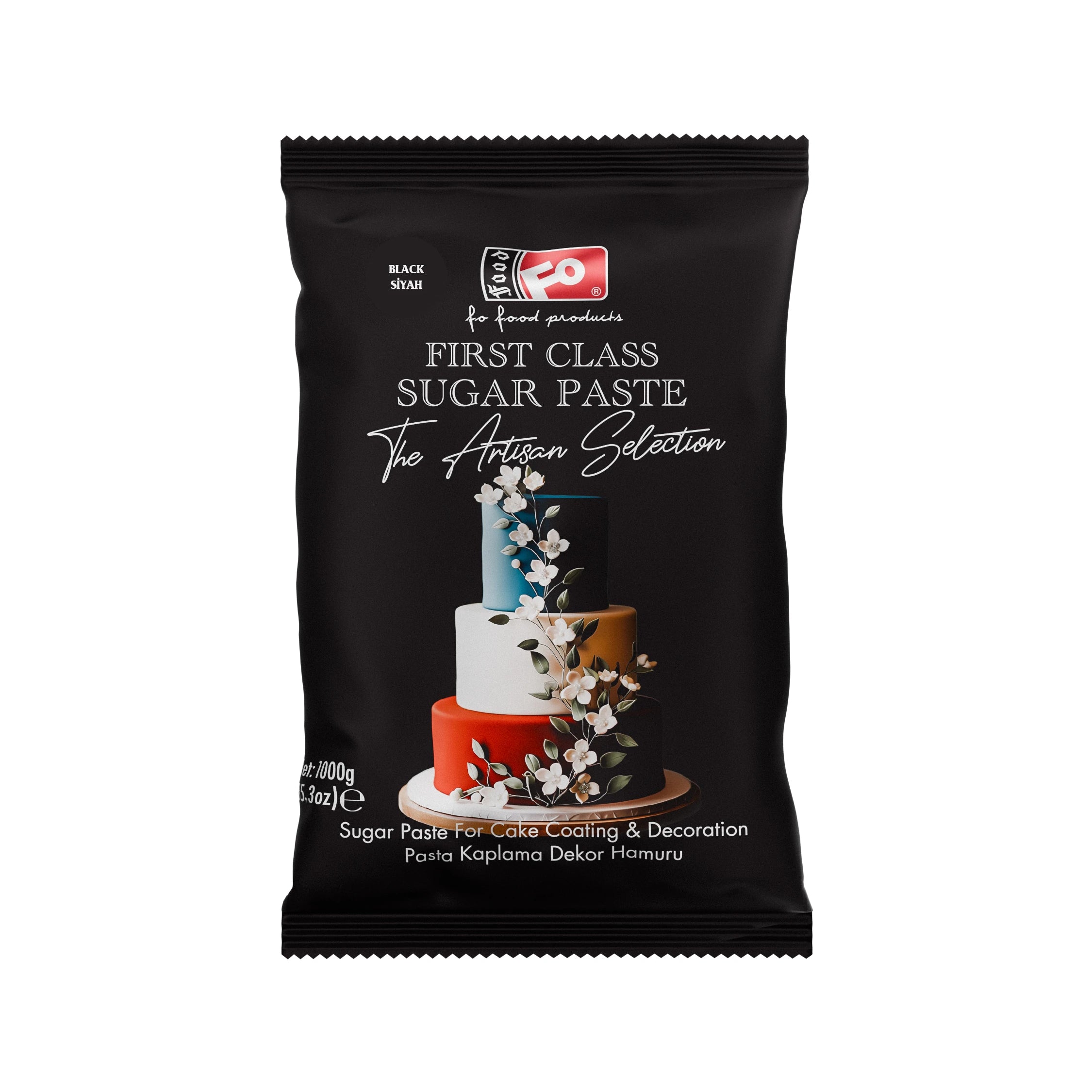 FO Siyah First Class Kaplama, Dekor ve Çiçek Yapımı için Şeker Hamuru 1 kg