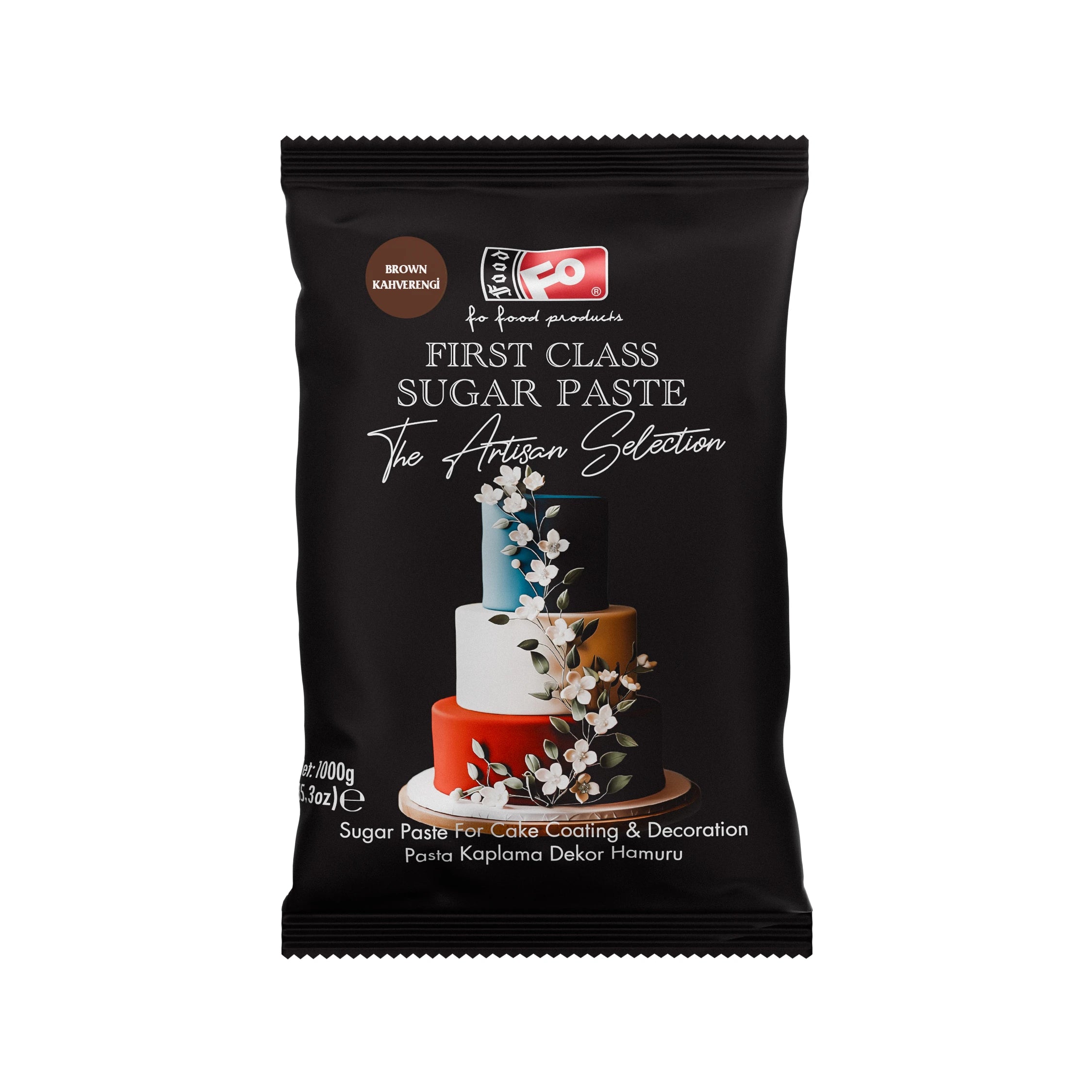FO Kahverengi First Class Kaplama, Dekor ve Çiçek Yapımı için Şeker Hamuru 1 kg