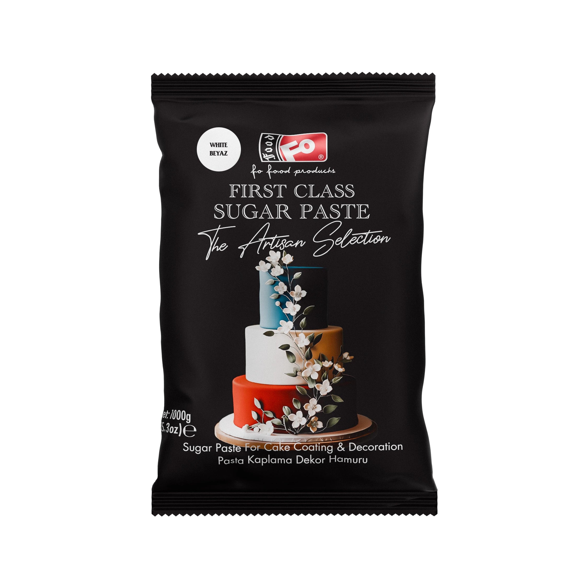 FO Beyaz First Class Kaplama, Dekor ve Çiçek Yapımı için Şeker Hamuru 1 kg
