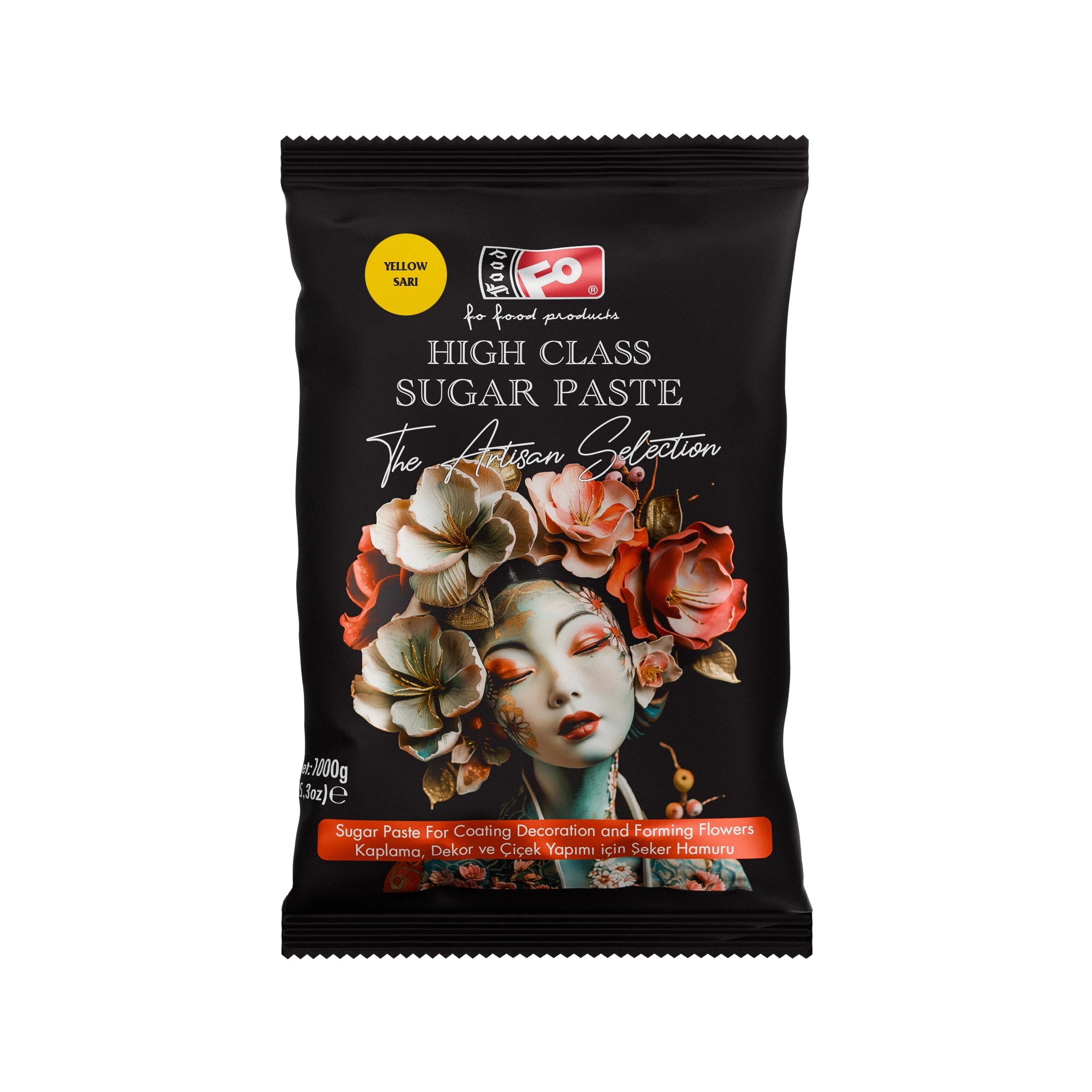 FO Sarı High Class Kaplama, Dekor ve Çiçek Yapımı için Şeker Hamuru 1 kg