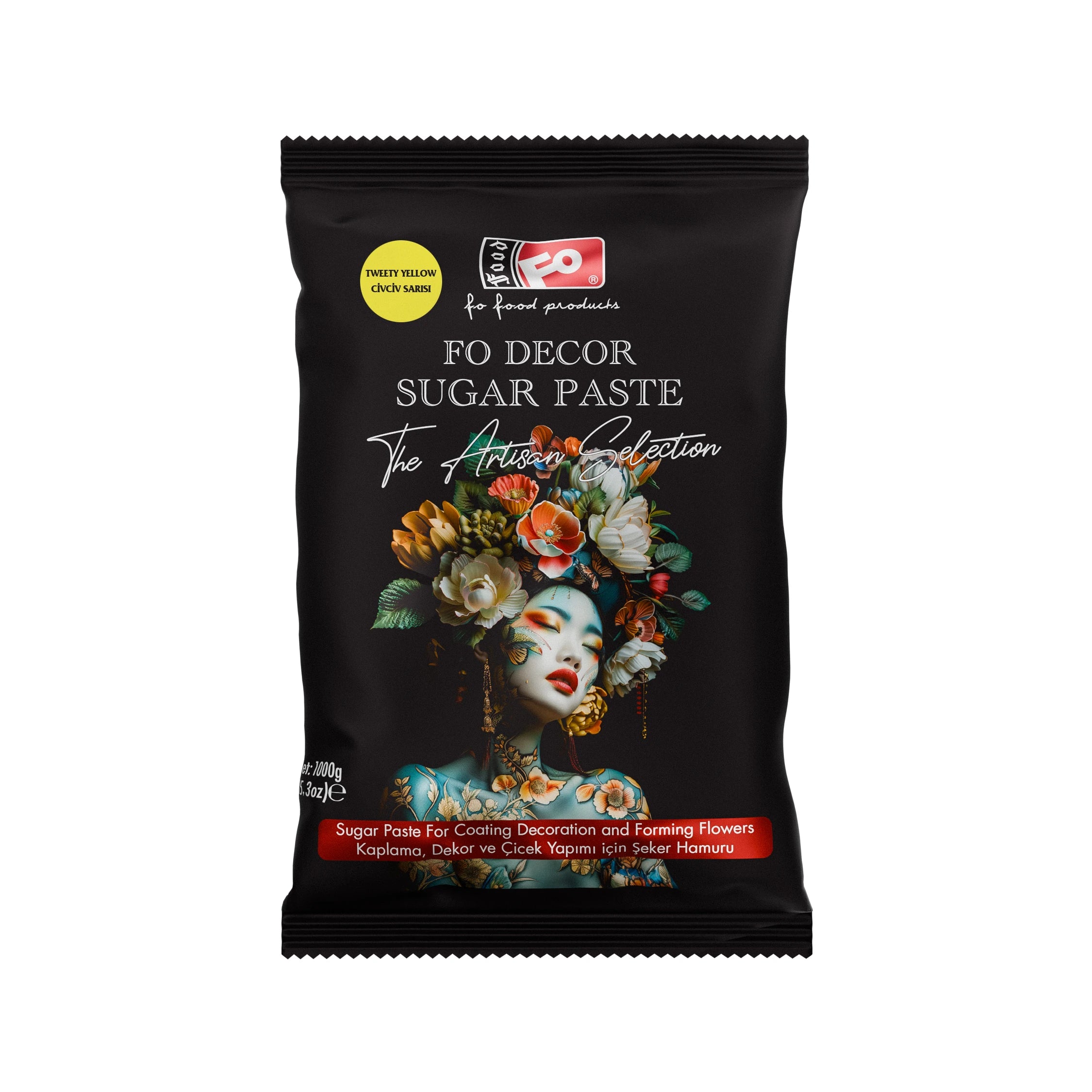 FO Civciv Sarısı Fodekor Kaplama, Dekor ve Çiçek Yapımı için Şeker Hamuru 1 kg