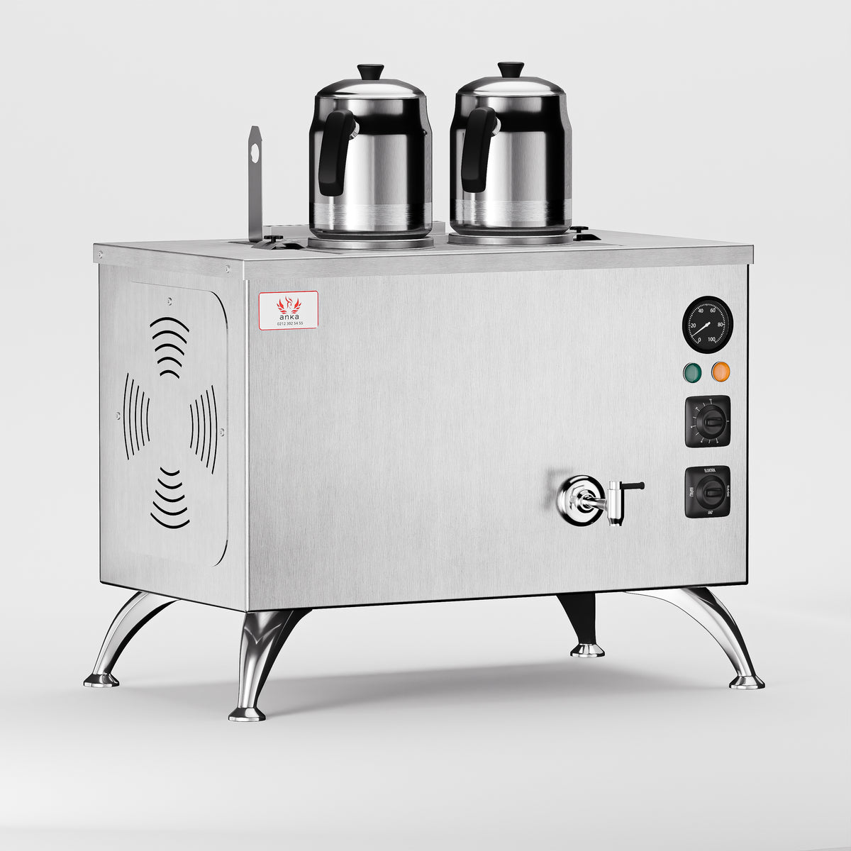 Inoks Pro Compact Elektrikli Çay Makinesi 20 LT 2 Demlik