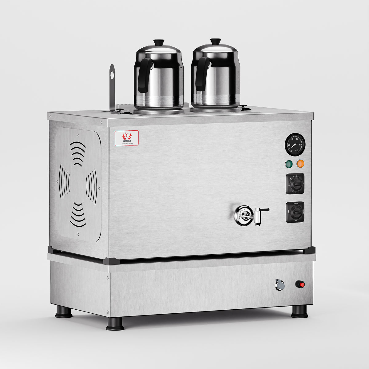 Inoks Pro Compact Hibrit Çay Makinesi 20 LT 2 Demlik 2 demlik