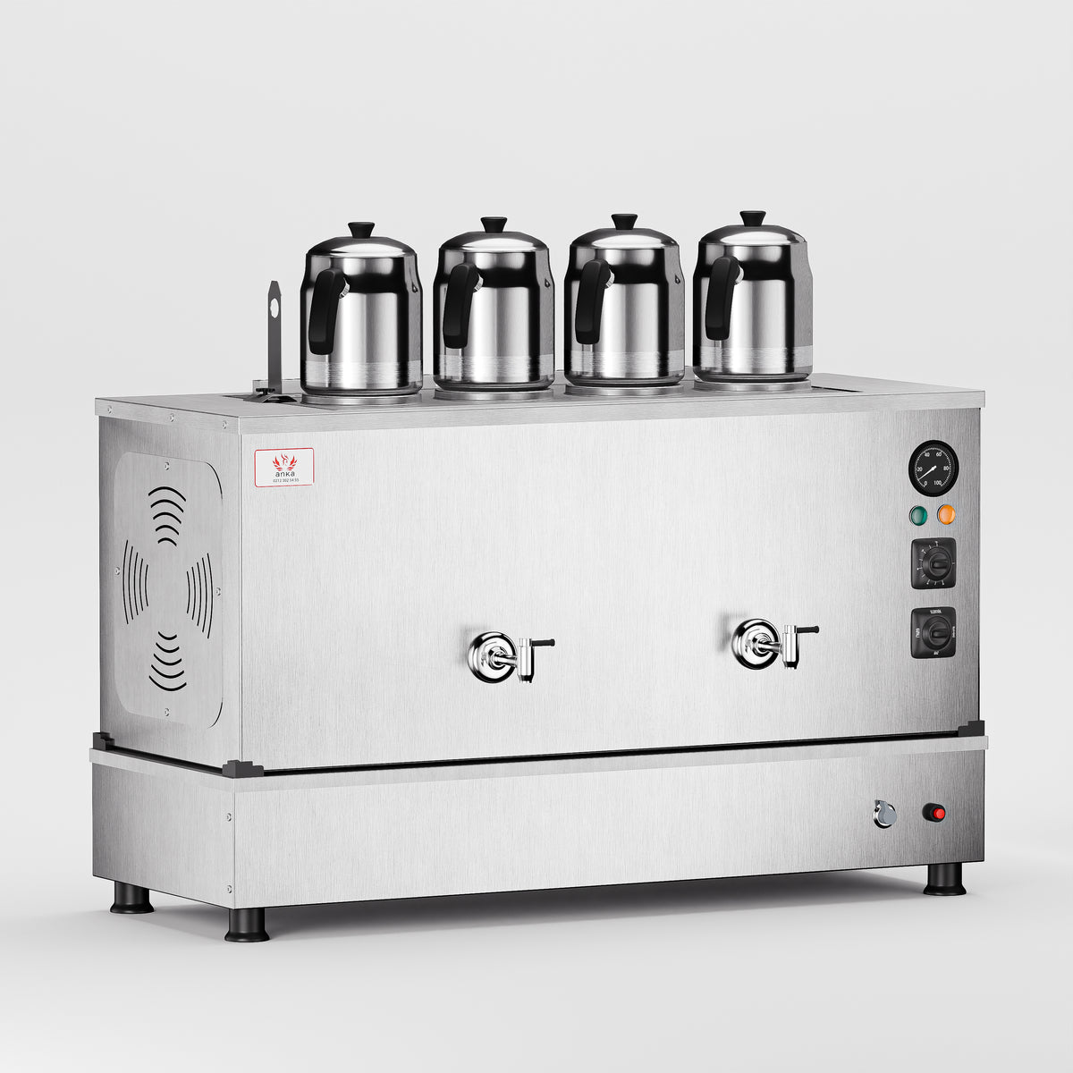 Inoks Pro Compact Hibrit Çay Makinesi 40 LT 4 Demlik 4 demlik