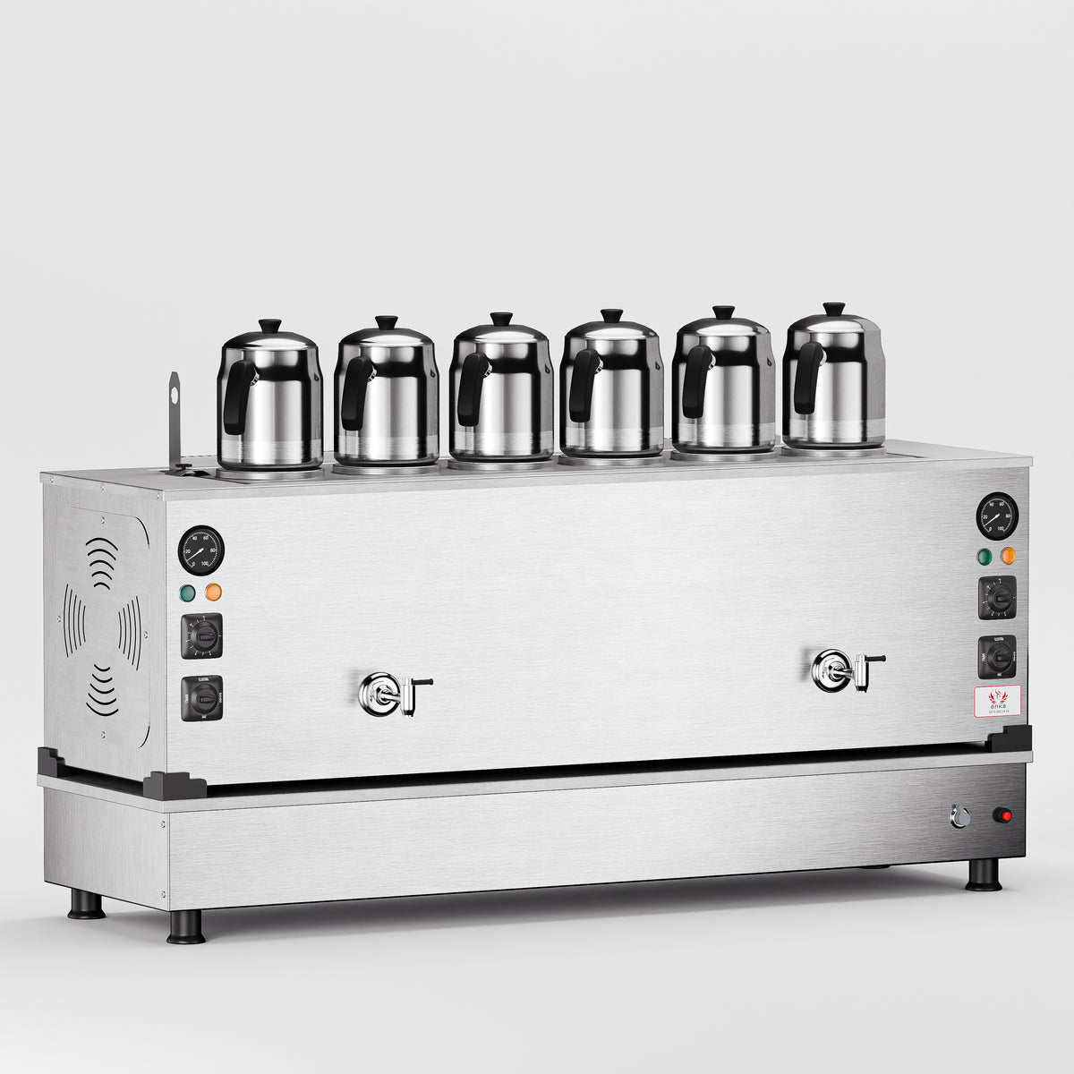 Inoks Pro Compact Hibrit Çay Makinesi 60 LT 6 Demlik 6 demlik
