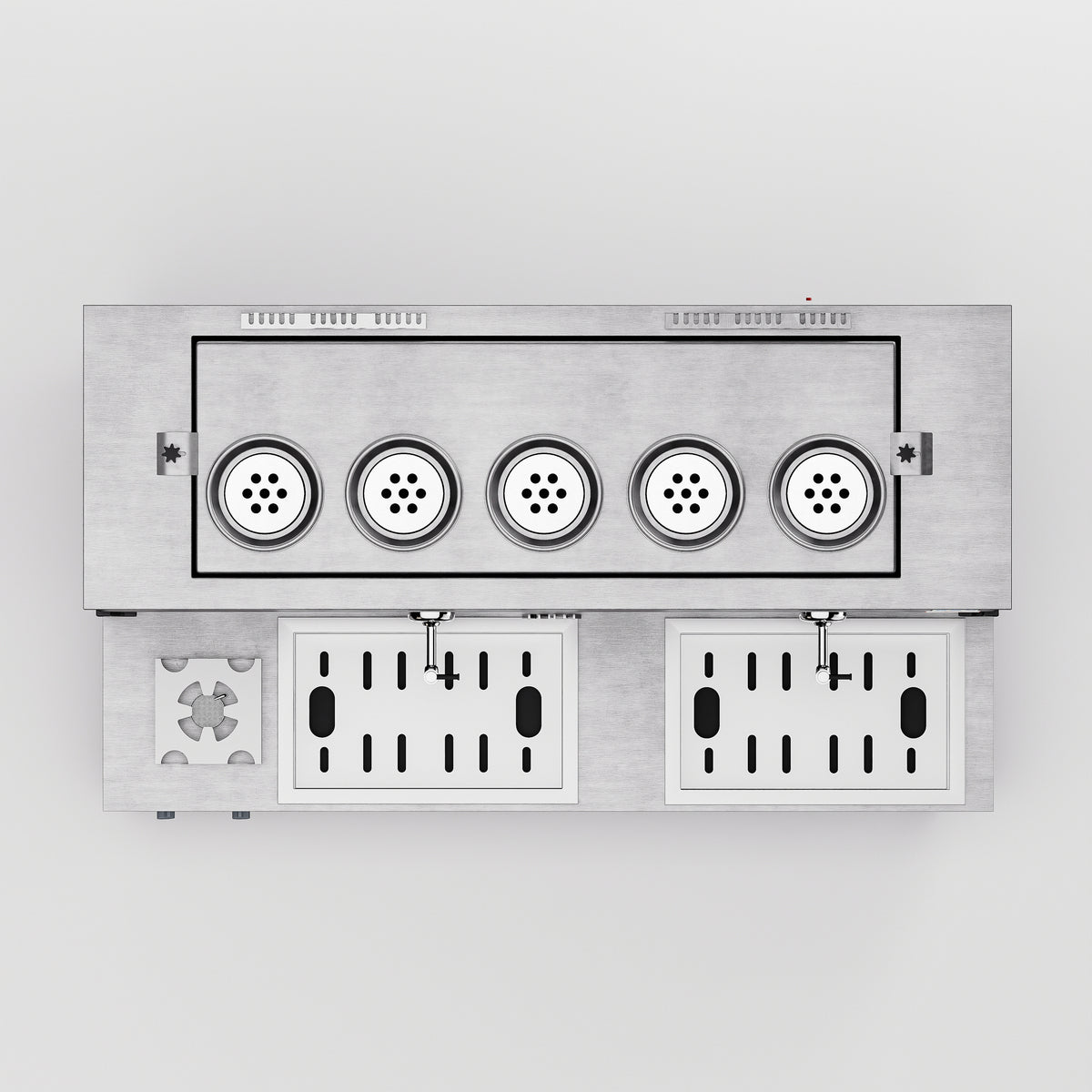 Inoks Pro Plus Hibrit Smart Çay Makinesi 50 LT 5 Demlik üst görünüm