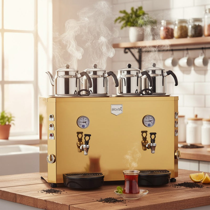 Remta DE13S Jumbo Şamandıralı Çay Makinesi, 4 Demlikli, 46 L, Elektrikli