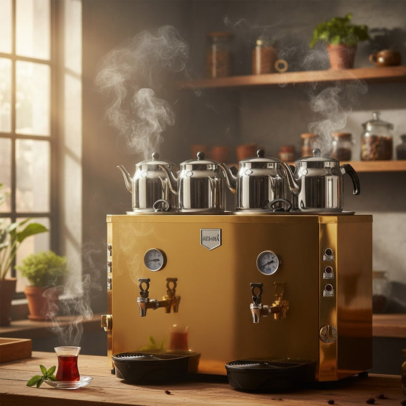 Remta DE13 Jumbo Çay Makinesi, 4 Demlikli, 46 L, Elektrikli