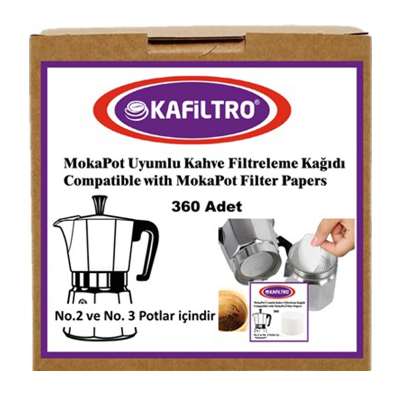 Kafiltro No:2-3 Moka Pot Uyumlu Kahve Filtre Kağıdı, 360 Adet