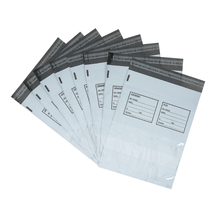 Kargo Poşeti Gri, Şeffaf Cepli, G/A 30x37+5 cm 100 Adet