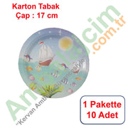 Tabak Karton Çap 18 Cm Doğum Günü / Yılbaşı 10 Adetli GEMİLİ