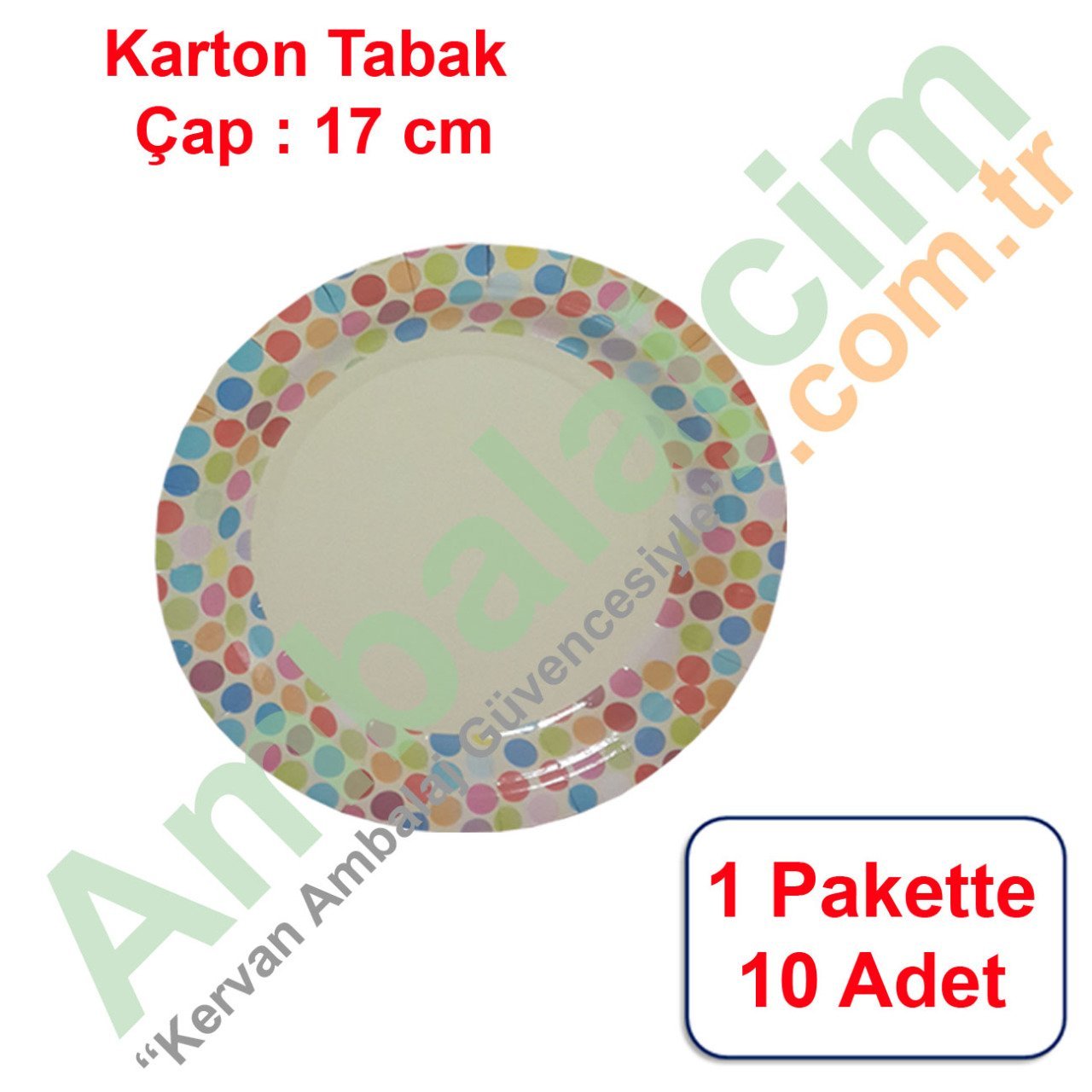 Tabak Karton Çap 18 Cm Doğum Günü / Yılbaşı 10 Adetli PUANLI