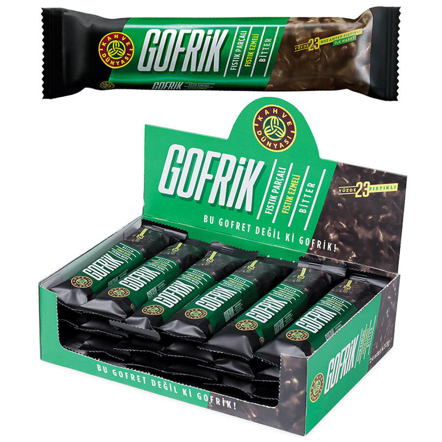 Kahve Dünyası Gofrik Antep Fıstıklı Bitter Çikolata 33 g x 24'lü