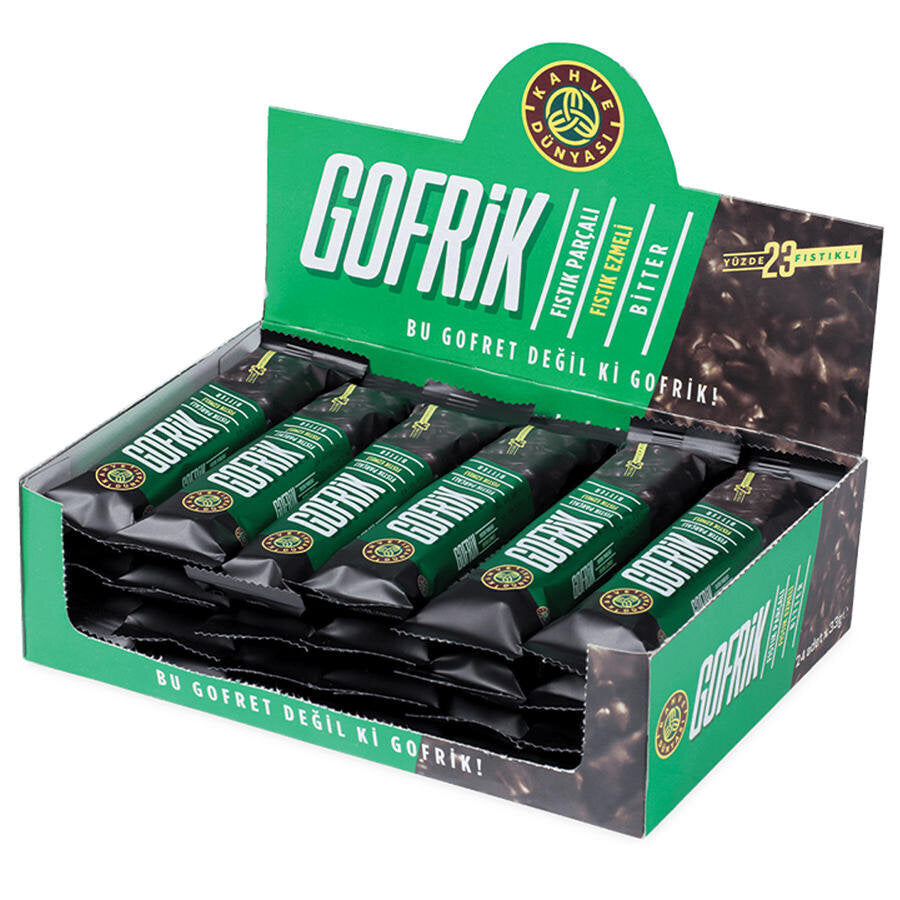 Kahve Dünyası Gofrik Antep Fıstıklı Bitter Çikolata 33 g x 24'lü