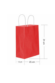Kırmızı Burgu Saplı Orta Boy Kağıt Çanta 25x31x12 cm