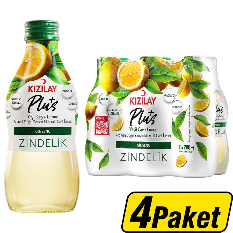 Kızılay Plus+ Yeşil Çay & Limon Aromalı Maden Suyu 24 x 200 ml