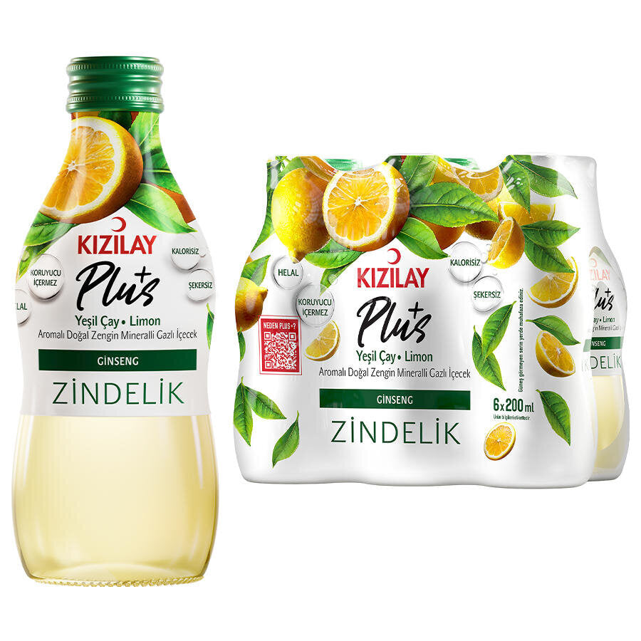 Kızılay Plus+ Yeşil Çay & Limon Aromalı Maden Suyu 24 x 200 ml