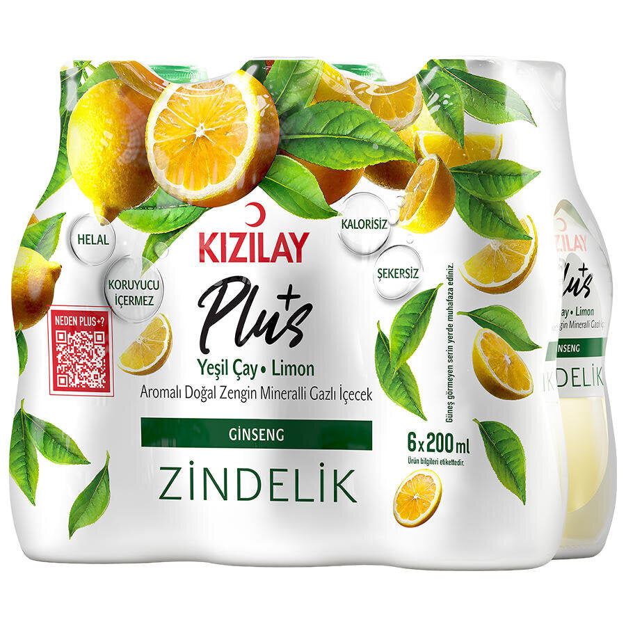 Kızılay Plus+ Yeşil Çay & Limon Aromalı Maden Suyu 24 x 200 ml