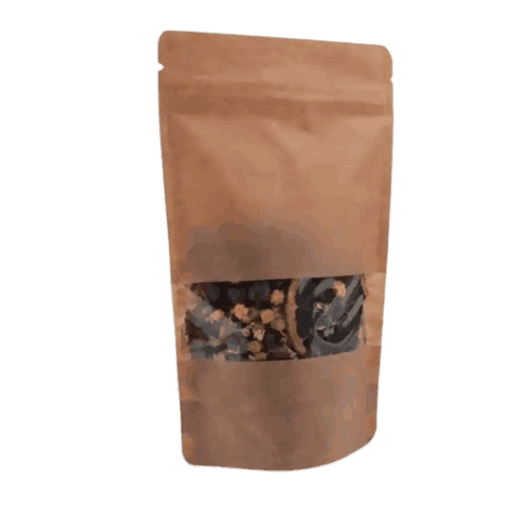 Kraft Pencereli Kilitli Doypack, 11 x 18,5 + 7 CM