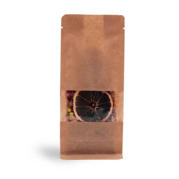 Kraft Pencereli Flat Bottom Torba, 10 x 23 + 8 CM