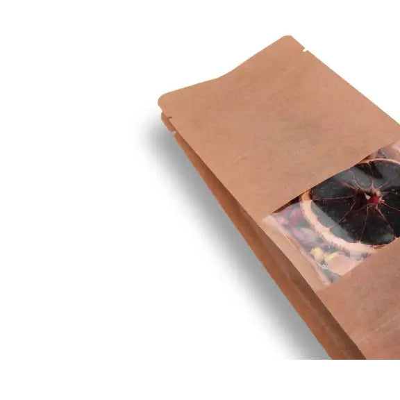 Kraft Pencereli Flat Bottom Torba, 10 x 23 + 8 CM