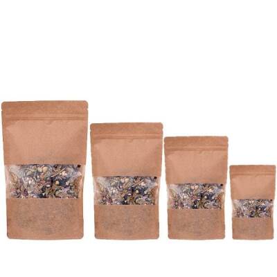 Kraft Pencereli Kilitli Doypack 18x29x9 cm - 750 gr
