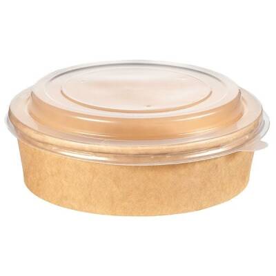 Kraft ve Beyaz Karton Salata Kase Kapağı Sıcak 900 cc