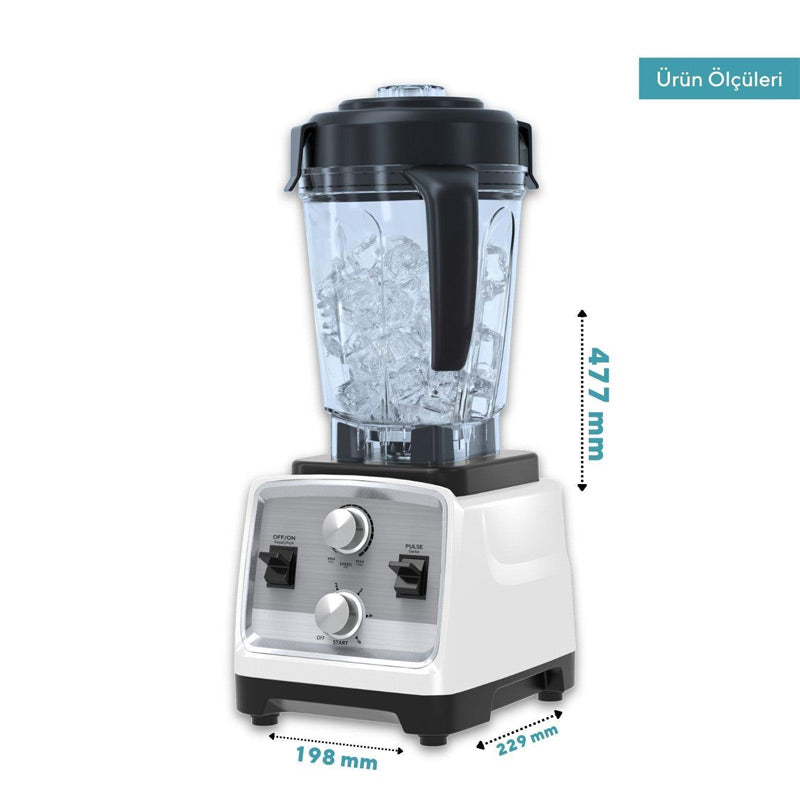 Kumtel HCTB-01 Profesyonel Buz Kırıcılı Bar Blender, 3 L, 1600 W, Beyaz