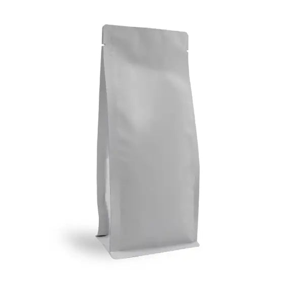 Mat Beyaz Metalize Kilitsiz Flat Bottom Torba, 14 x 35 + 9,5 CM