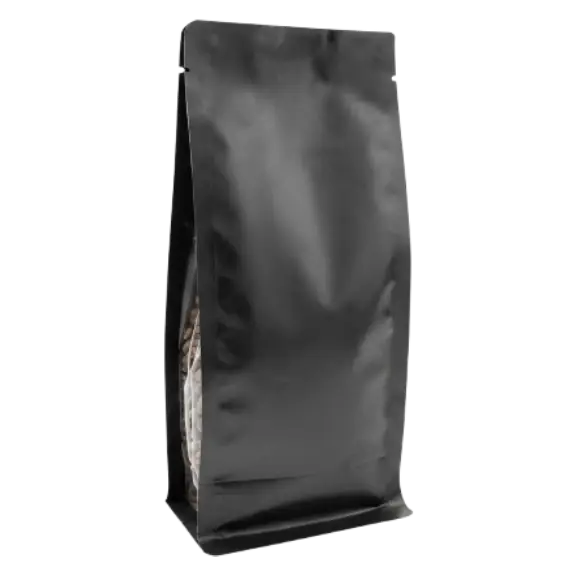 Mat Siyah Metalize Kilitsiz Flat Bottom Torba, 14 x 35 + 9,5 CM