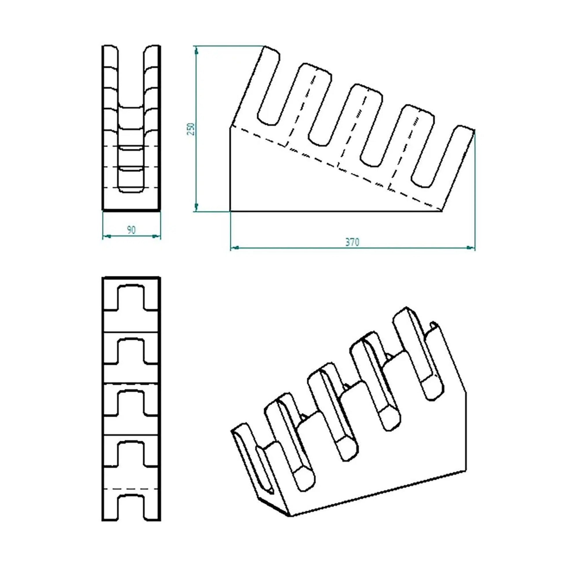Metal 4 Bölmeli 16 oz Bardak Standı